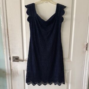 Elegant Navy Lace Dress